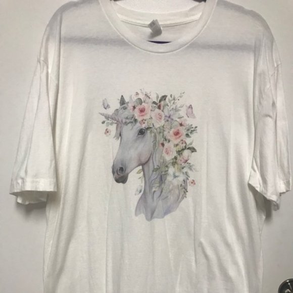 Next Level Apparel Tops - WOMENS 100% COTTON WHITE UNICORN TUNIC BY NEXT LEVEL APPAREL